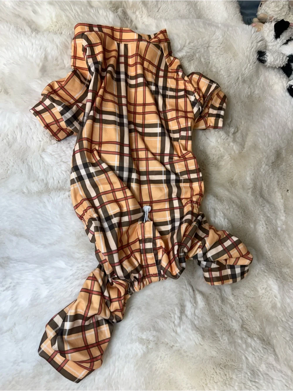 Plaid Dog Pajamas- Tan & Brown